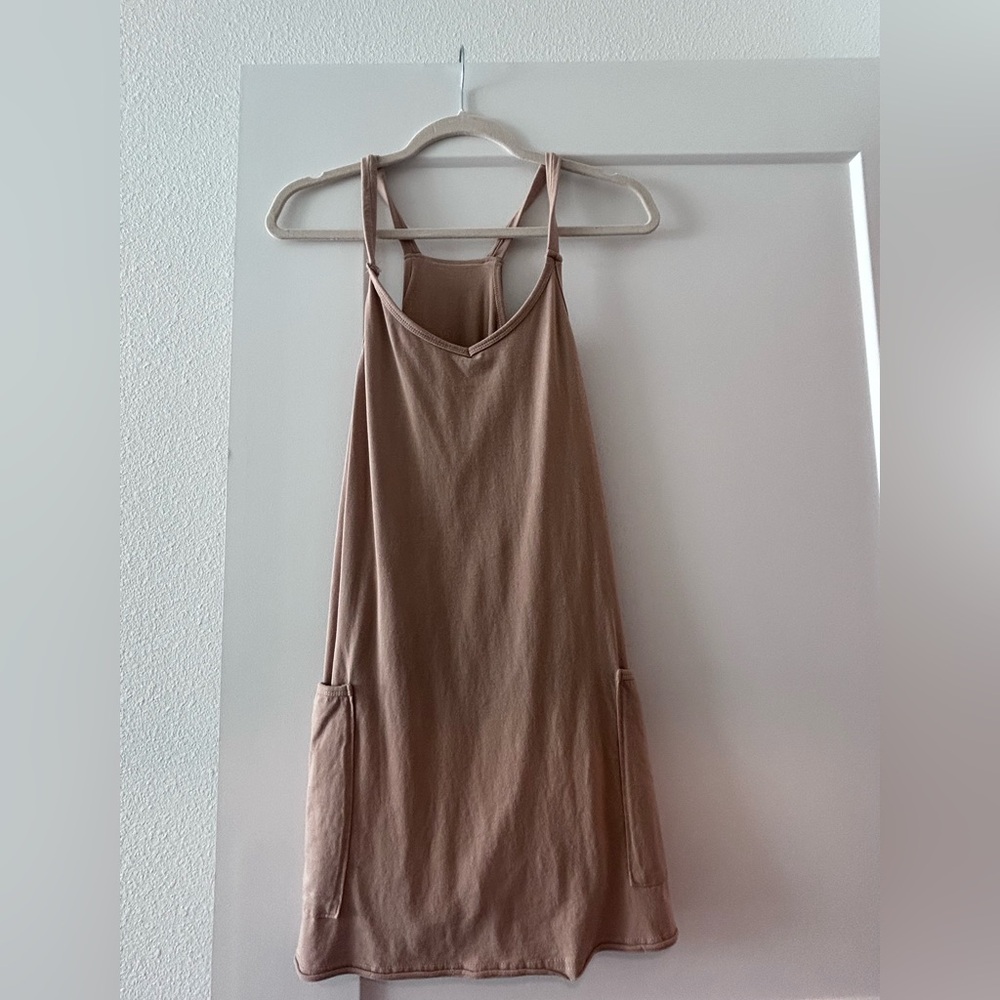 Women’s Sleeveless Romper Dress in Mauve Tan